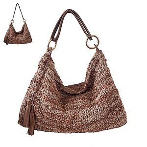 Handmade Knitted Shoulder Bag in Leather
